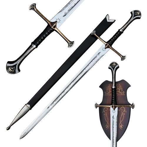 Handmade Replica Movie Sword, Medieval Vikings Master Long Sword Hand-Crafted Authentic Engraved Stainless Steel Blade, Wall Mount Plaque & Scabbard Included Collecyion Edition