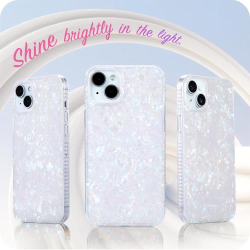 LONLI Hue - for iPhone 15 Case - White Pearl Tort [10FT Drop Protection] - Shockproof Cover with Color Changing Effect | Cute and Unique for Women, Girls and Men (2023)