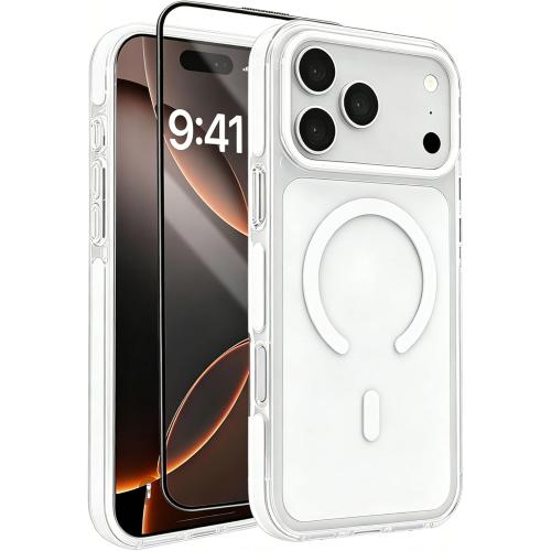 for iPhone 17 Pro Max Case, Clear Anti-Yellowing, Magnetic, White
