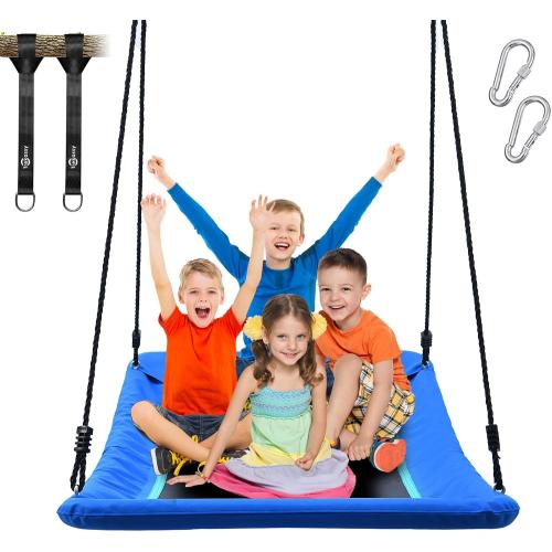 Trekassy 700lb Giant 60 Skycurve Platform Tree Swing for Kids and Adults | 900D Oxford Fabric, Adjustable Ropes, Curved Platform Design, 2 Hanging Straps for Backyard, Easy Assembly (Patented)