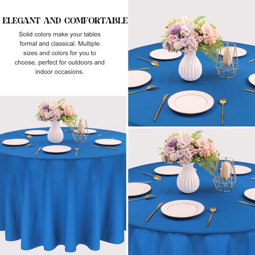 4 Pack Round Tablecloth 90 Inch Polyester Washable Fabric Table Covers for Wedding Dining Table Buffet Parties Banquet Decoration（Blue）
