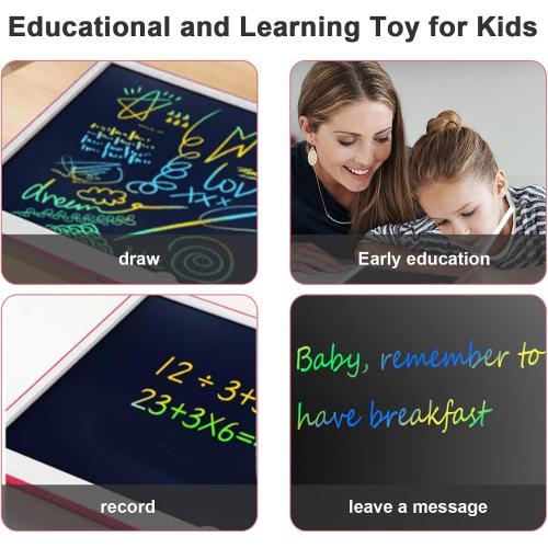 LCD Writing Tablet for Kids, ienRon 15 inch Quality Erasable Drawing Toddler Doodle Board for Kids, Preschool Toys for Baby Girls Boys, Rechargeable Toddler Drawing Board for Ages 3  Years Old, Pink