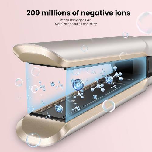 Hair Straightener - 2 in 1 Wet to Dry Hair Dryer and Straightener with High-Speed Airflow   Rapid Heat-Up   Customizable Temperature   LCD Display & Auto Shut-Off   No Heat Damage (Pure Gold)