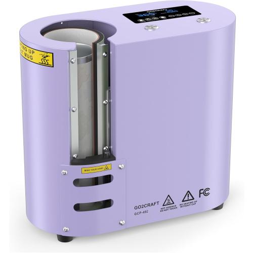 GO2CRAFT Auto Seamless Tumbler Heat Press Machine, Automatic Rotation Advanced Cup Heat Press with Fast & Even Heating, 4 Memory Modes for 11-30oz Sublimation Tumblers, Mug, Glasses(Purple)