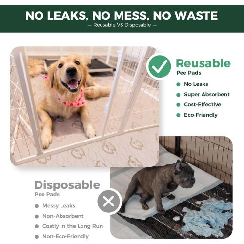 FXW Washable Pee Pads for Dogs, Puppy Pads with Super Absorbent, Specifically Designed for FXW Rollick/Homeplus 24inch 8 Panels Dog Playpen, 63 Square, Khaki, 1 Pack