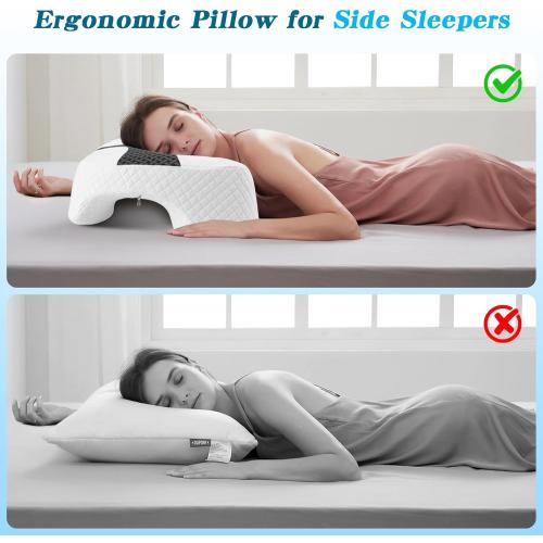 Side Sleeper Pillow with Arm Hole, Shoulder Relief System, Arm Pillow for Neck and Shoulder Pain, Premium Memory Foam, Suitable for Side, Back and Stomach Sleepers - Grey