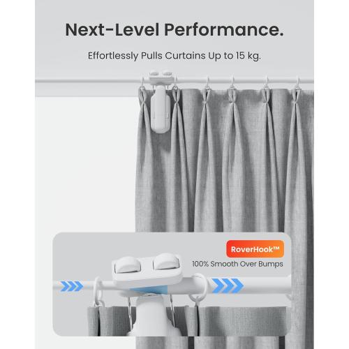 SwitchBot 2025 Automatic Curtain Opener 3 Rod-Bluetooth Remote Control, WiFi&Smartphone Control, Upgraded High-Performance, Add Hub to Compatible with Alexa, Google Home, HomeKit