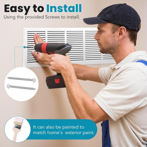 VOISEN Return Air Grille,Fits 30x8 Duct Opening,Steel Return Vent Cover, White Vent Cover Grill for Sidewall and Ceiling,HAVC Cold Air Return Vent Cover,Overall Size:31.8W X 9.8 (Little Damaged, see the picture)