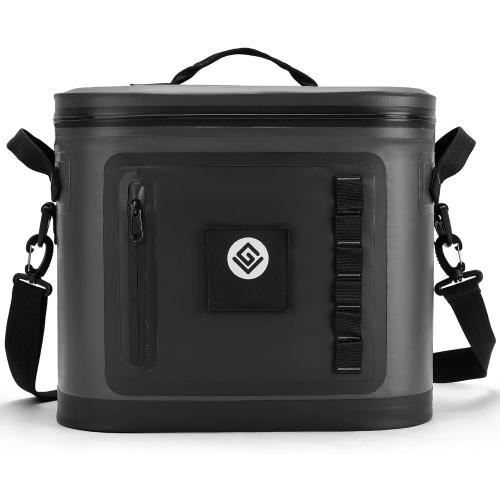 BRONZY Soft Cooler - Insulated Leak-Proof Cooler Bag with Waterproof Zipper | 28 Can Portable Ice Chest for Camping, Beach, Travel, Picnic, Fishing (Dark Grey)