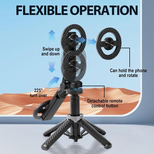 4-in-1 Multifunctional Magnetic Selfie Stick,Portable Pocket Size Selfie Stick for iPhone Magsafe,360° Rotation Phone Tripod with Wireless Remote for iPhone & Android