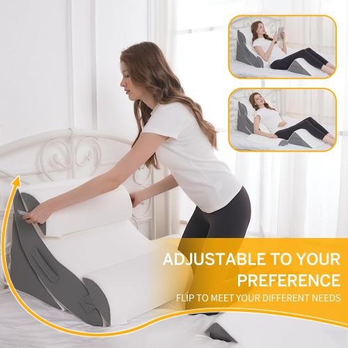 (missing the leg pillow). Wedge Pillow Set for After Surgery – 5PCS Orthopedic Bed Wedge Pillow Set for Sleeping, Body, Back and Leg Pain Relief Comfortable & Adjustable Support Pillows-Anti Snoring (Grey)
