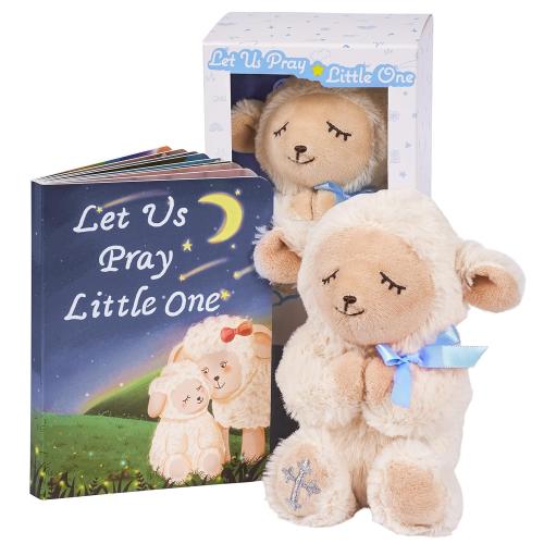 Baptism Gifts for Boys, Great Christening, Dedication and Baptism Gift Set for Boys and Newborn Baby, Includes 7 Praying Lamb Plush Toy and Let Us Pray Baby Book in Keepsake Gift Box