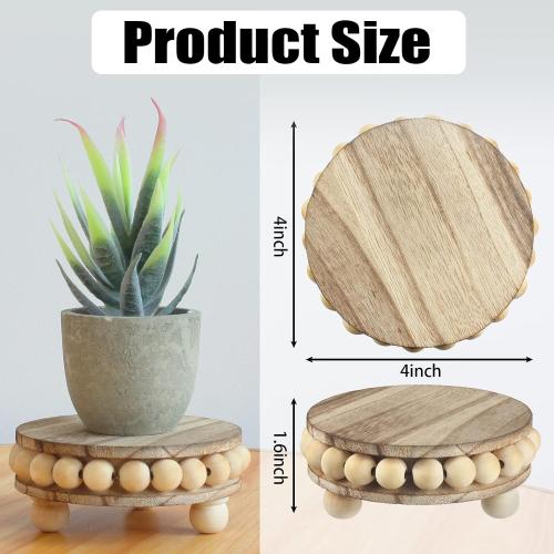Round Wood Pedestal Stands for Decor, 2-Pack