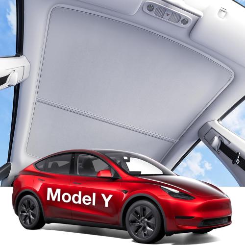 Wigoo 2025 Upgrade Tesla Model Y Sunshade Roof [Never Sag, Nano Ice-Crystal Coatings] 3-Gen Heat Insulation Glass Roof Sun Shade, Accessories for Tesla Model Y 2020~2025, Tesla Interior Gray