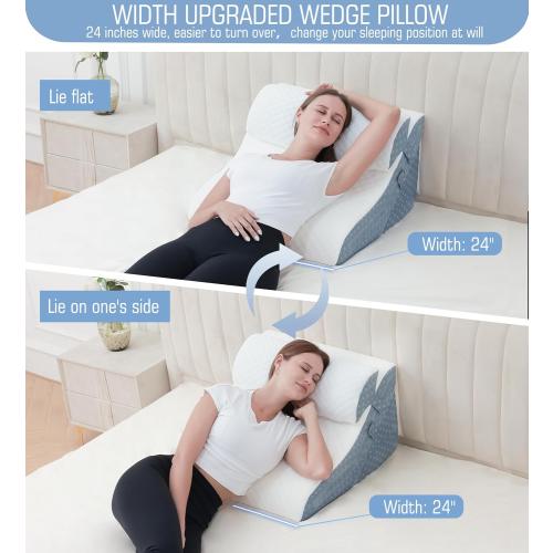 Bed Wedge Pillow for Sleeping, 20-in-1 Adjustable Pillow Wedge Acid Reflux Pillow, 9 &12 & 20 Inch 3-in-1 Incline Wedge Pillow for Back Pain Relief, Gerd, Snoring