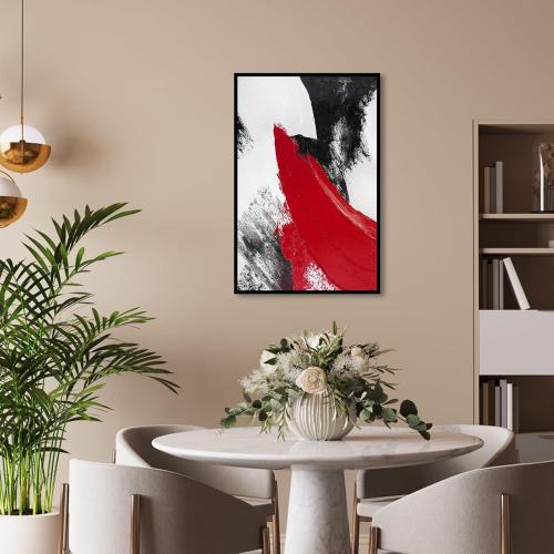 YPY Red Abstract Canvas Wall Art: Black and White Pictures Modern Minimalist Paintings Print Poster for Living Room Bedroom Bathroom Office Home Wall Decor 16x24