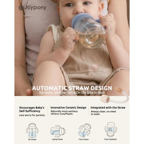 Joypony Sippy Straw Cups for Toddlers 1-3, Spill-Proof Baby Cups, 9 oz Blue