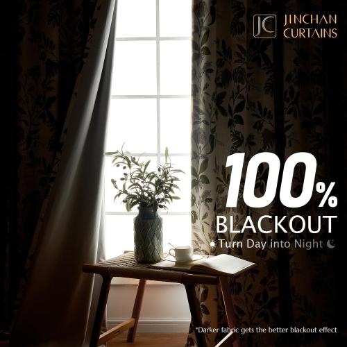 jinchan 100% Blackout Curtains for Bedroom 96 Inches Length Linen Curtains Tropical Green Leaf Print Botanical Window Treatment with Lining for Living Room Farmhouse Country Drapes Set 2 Panels