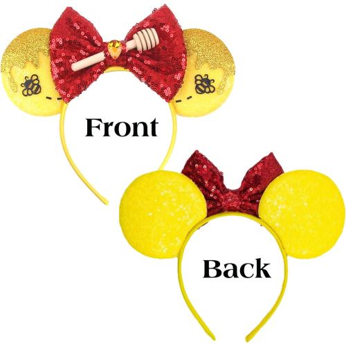 FACHPINT Mouse Ears Headband for Pigletpooh, Cute Sequin Ears for Party, Christmas Decoration, Girl Boy Photo Props