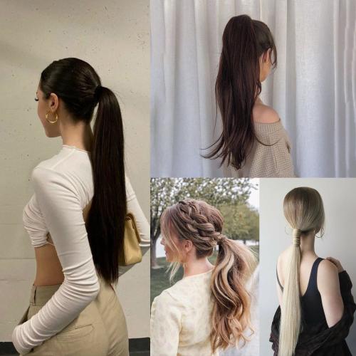 Claw Clip Ponytail Extension 24 Clip in Wavy Ponytail Hair Extensions Long Pony Tails for Women Extensions Ash Blonde Mix Light Brown Wave Hairpiece