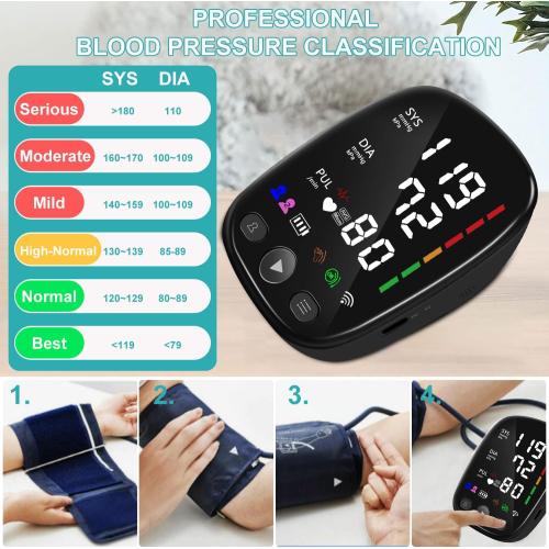 Bluetooth Automatic Blood Pressure Monitor for Home Use - with Adjustable Upper Arm Large Cuff (8.7-17.3), App Tracking, LED Display 2 Users 240 Sets Memory, Hypertension Detector