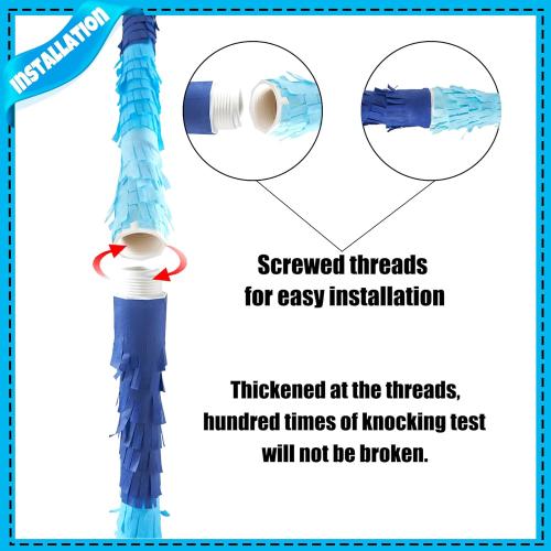 PCFING 20 Inch Number 1 Piñata Blue Silver with 30 Inch Piñata Stick Blindfold Confetti for Boys Girls Adults Birthday Party Decorations, Anniversary Celebration, Fiesta