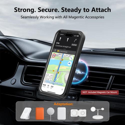 TUTUKII Magnetic for iPhone iPhone 15, 14 & 13 Case with Belt Clip Holster,Black