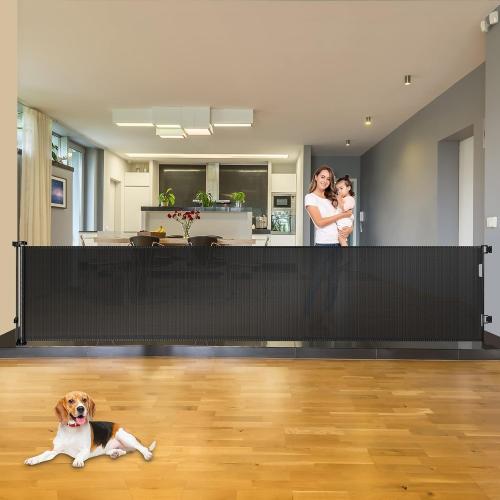 47in x 59in Retractable Baby & Dog Gate for Large Openings - Indoor & Outdoor Use