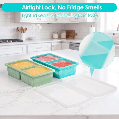VINATO Set of 2 Silicone Freezer Containers with Lid, 500 ml