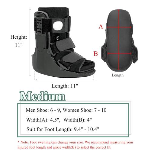 Size S/M....Air Walking Boot, Fracture Boot Short Walker Protection Fits Left or Right Foot Ankle Support for Injuries Fractures Sprains Black M