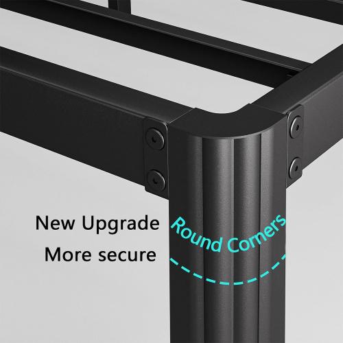 18 Inch High Platform Queen Bed Frame No Box Spring Needed, Metal Bed Frame Queen Size, Noise Free, Easy Assembly, Heavy Duty, Black