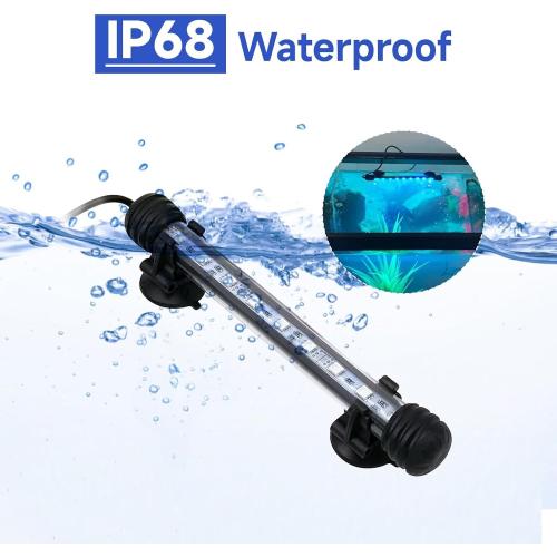 15 inch RGB Aquarium Lights, Underwater Fish Tank Lights IP68 Waterproof Color Changing Adjustable Memory Submersible Remote Control Aquarium Tank Sucker Hood Strip Waterfall Lights