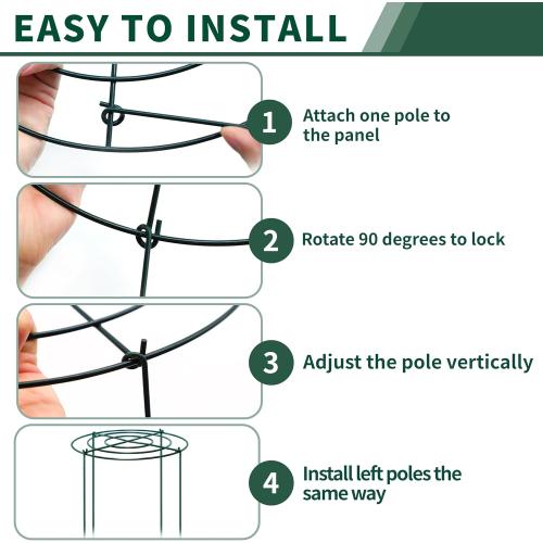 SYITCUN 8pack Peony Cages and Supports, 24” Four Legs Peony Cage, Heavy-Duty Peonies Support Cages, Peony Ring for Roses, Hydrangeas, Sage, Peonies, Cucumbers, Tomato