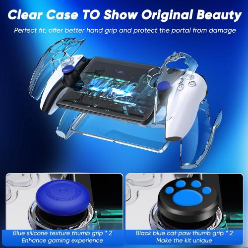 Auarte 12 in 1 Accessories Set for Playstation Portal Remote Player, Hard Carrying Case for PS Portal with Clear Skin Case for PS5 Portal, 2 Screen Protector with 4 Thumb Grip
