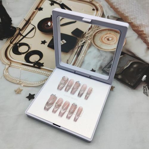 10 Sheets Double Sided Nail Tape for Press On Nails Double Sided Tape Nail Art Display Strip Tape for Nail Packaging Storage Display Salon Supplies Organizer with Tweezer