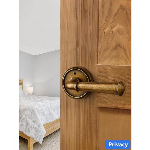 Door Handle Antique Brass Retro Privacy Vintage Door Lever, 1 Pack | Interior Bedroom Bathroom Room DoorHandle, Aluminium Alloy Handle Lever