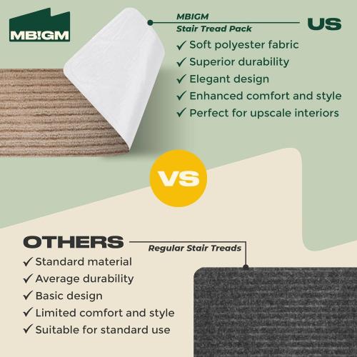 MBIGM 8 X 30 (15 in Pack) Non-Slip Carpet Stair Treads Non-Skid Safety Rug Slip Resistant Indoor Runner for Kids Elders & Pets with Reusable Adhesive - Cornstalk - Carpet Pads for Stairs