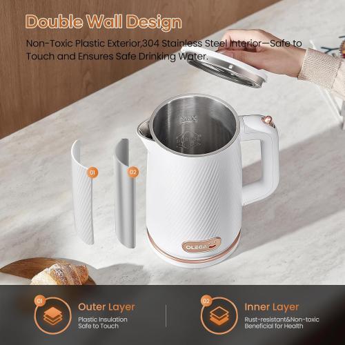 OLEGA Electric Kettle - 1500W Electric Tea Kettle 1.8L Stainless Steel Inner Electric Kettles for Boiling Water Auto Shut Off Boil-Dry Protection Electric Water Kettle for Coffee Tea