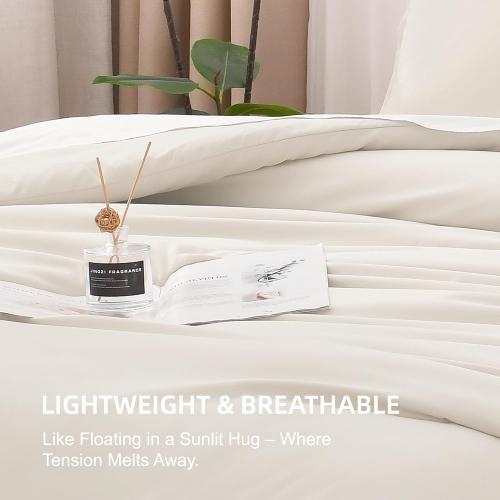 Litanika Comforter King Size Beige, 3 Pieces Lightweight Bedding Comforter Set, Down Alternative Comforter All Season Fluffy Bed Set Gift Choice