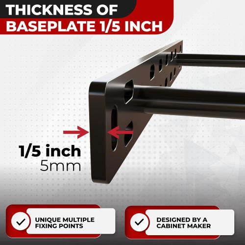 Set of 2 Size 11x 1 1/4 x 6 Floating Shelf Brackets 11 inch Multiple Mounting Location Baseplate/Heavy Duty Black Painted Mild Steel Bracket Hidden Wall Shelves Support Hardware Mount Kitchen/Nursery Decor (6 inch Rods)