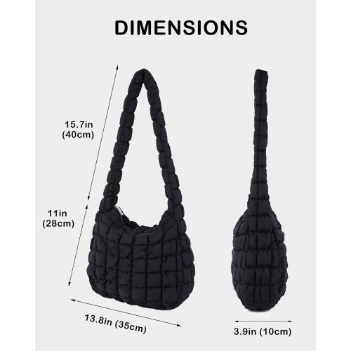 Rejolly Puffer Quilted Shoulder Bag for Women Puffy Bubble Tote Bag Lightweight Nylon Handbag Padded Soft Purse