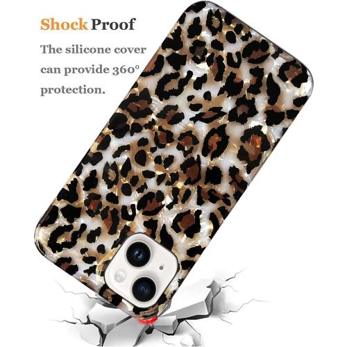 J.west Case Compatible with iPhone 14 Case,Luxury Sparkle Translucent Clear Vintage Leopard Print Soft Silicone Cover for Girls Women Protective Phone Case for iPhone 14 6.1 inch Cheetah