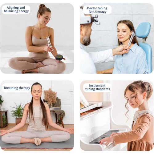 Tuning Forks for Healing Set – Includes 128Hz, 136Hz, 256Hz, 384Hz & Activator, Portable in Red Leather Pouch – Medical Grade Sound Healing Instruments for Chakra, Yoga, and Meditation