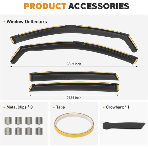 Shatterproof in-Channel Window Rain Guards for Honda Accord 2018-2022, Window Deflectors, Window Visors for Car, Vent Deflector, 4pcs