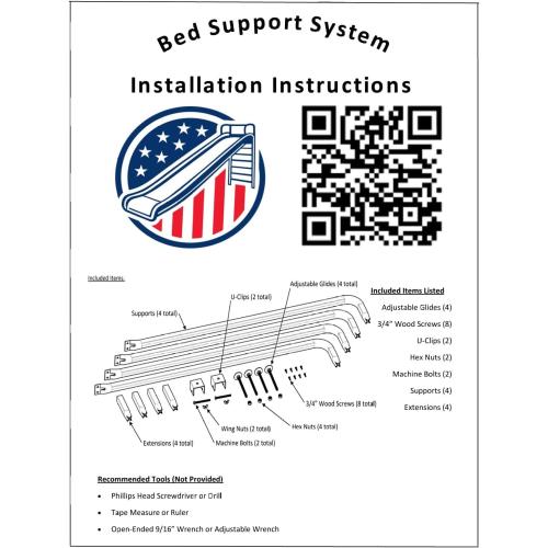 Bed Slats Center Support System | Adjustable Length & Height Tubular Steel with 4 Legs | Fits Full, Queen, King & California King Bed Frames