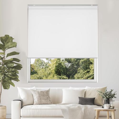 ChrisDowa Cordless Free-Stop 100% Blackout Blinds for Windows, Roller Windows Shades with Thermal Insulated, UV Protection Fabric for Living Room, Office and Home. Easy to Install.White,34 W X 72 H