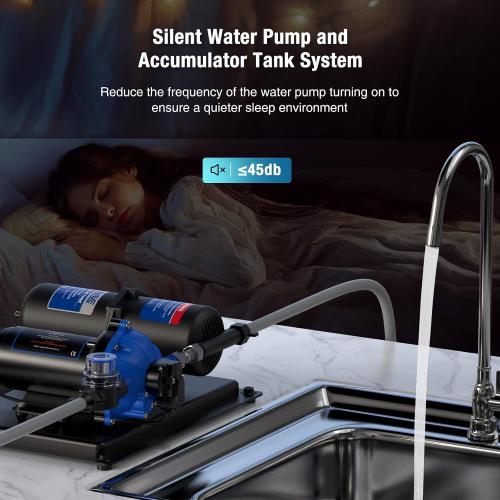 CrestWave RV Water Pump 110V AC 7GPM 70PSI and 1L 125PSI Pre-Pressurized Accumulator Tank, Quiet Water Transfer Pump and Accumulator Tank System for Home Water System, Irrigating & Industrial Settings