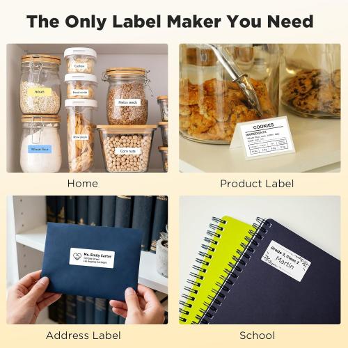 SUPVAN T50M Pro Bluetooth Label Maker Machine with Tape, Wide Waterproof Label, Versatile App with 30  Fonts and 660  Icons, Inkless Labeler for Home, Kitchen, School, Office Organization, Black