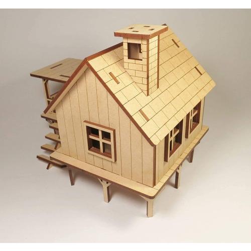 StonKraft Wooden 3D Puzzle Beach House - Home Decor, Construction Toy, Modeling Kit, School Project - Easy to Assemble