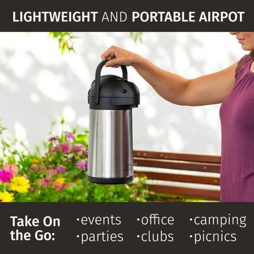 Thermal Coffee Carafe 74Oz, Keeps Drinks Hot for 12Hrs & Cold for 36Hrs, Insulated Stainless Steel Coffee Carafe for Hot Drinks, Easy One-Handed Dispensing for Office, Home, Party, Durable Tea Flask